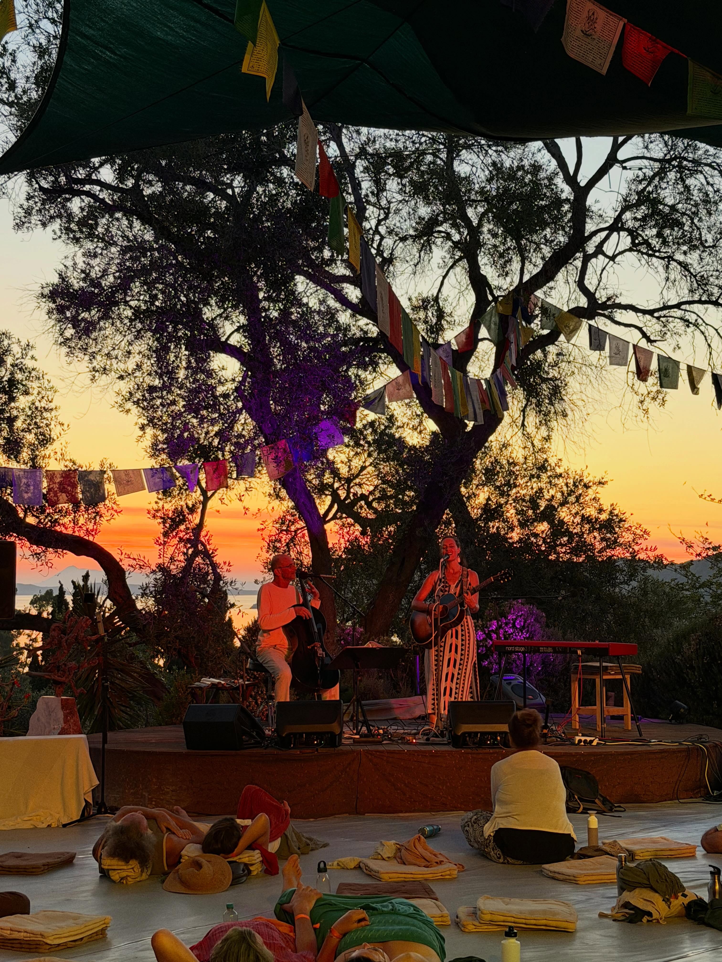 Evening light and music at the decorated venue
